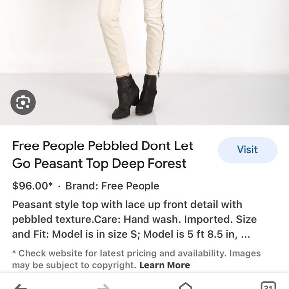 Free People Don’t Let Go cream white long balloon sleeve boho peasant top XS - Picture 11 of 11